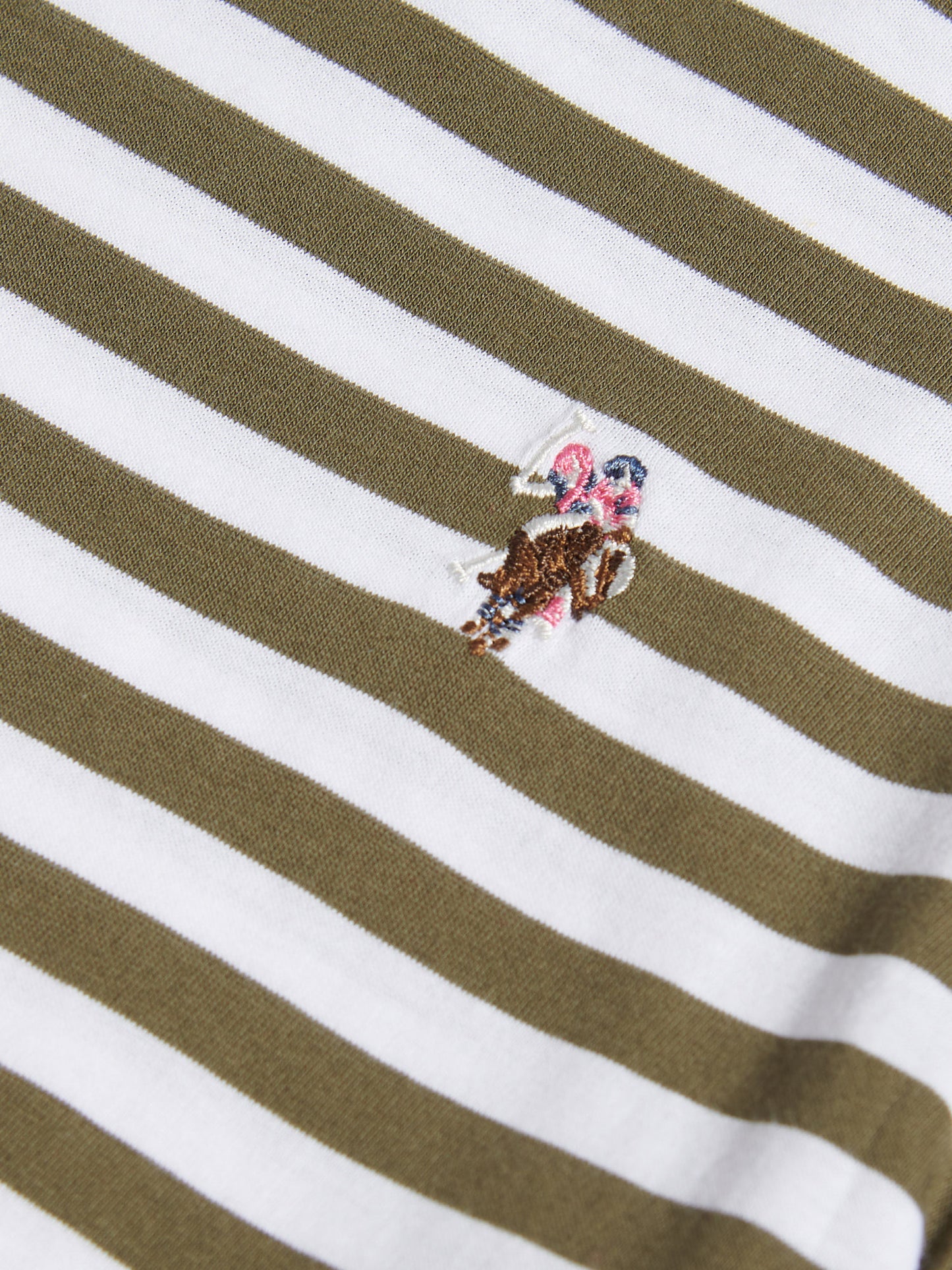 Womens Stripe Crew Neck T-Shirt in Kalamata Green