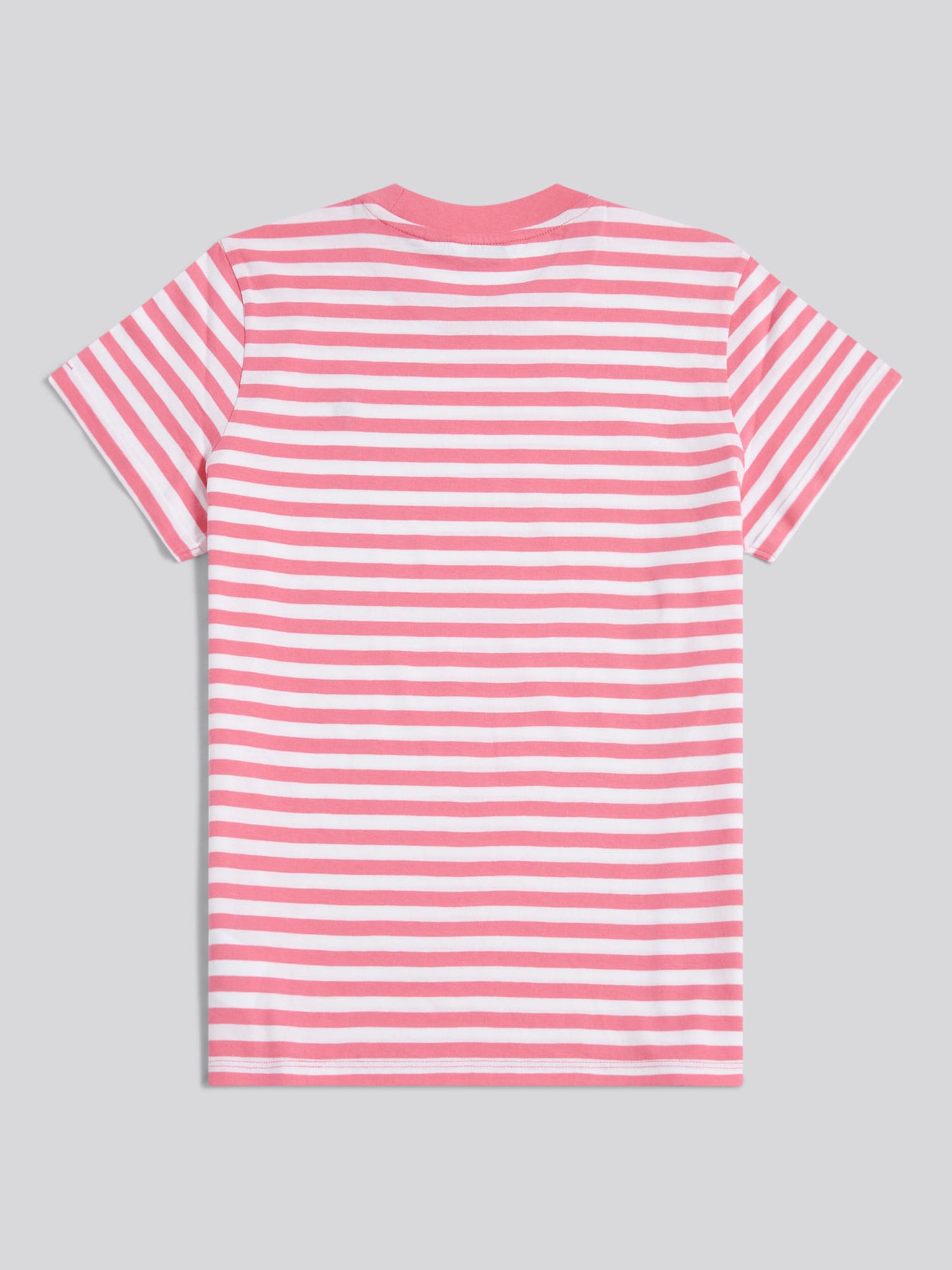 Womens Stripe Crew Neck T-Shirt in Pink Bubblegum