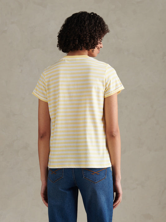 Womens Stripe Crew Neck T-Shirt Lemon Meringue