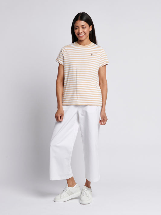 Womens Stripe Crew Neck T-Shirt in Smoke Gray