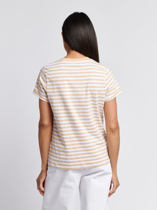 Womens Stripe Crew Neck T-Shirt in Smoke Gray