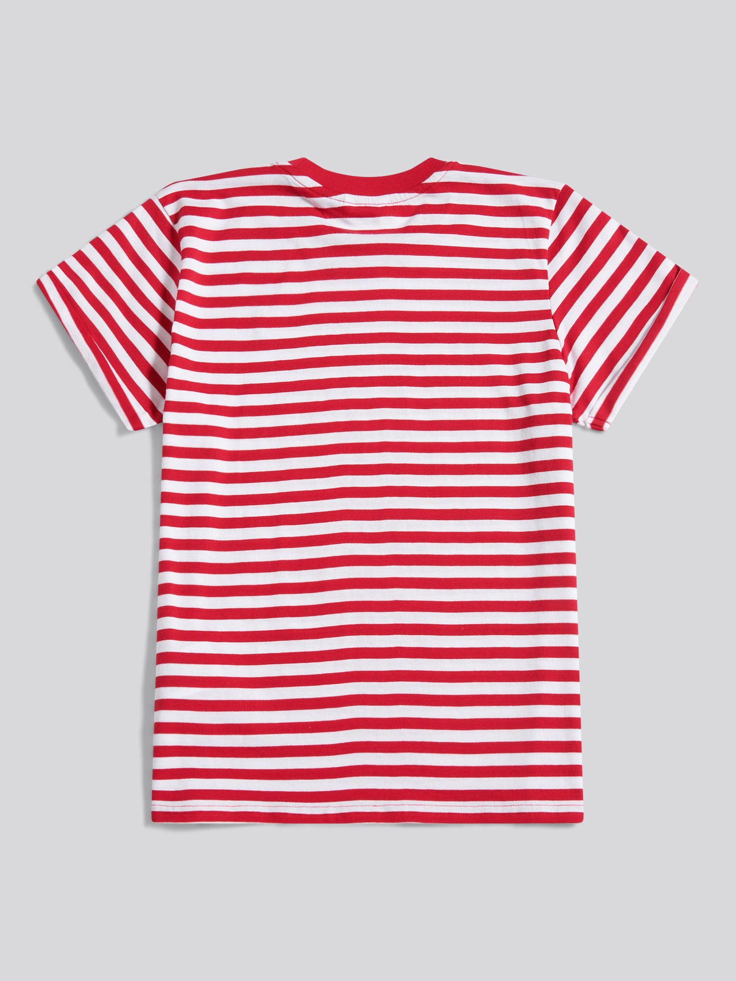 Womens Stripe Crew Neck T-Shirt in Jalapeno Red