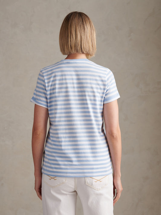 Womens Stripe Crew Neck T-Shirt in Open Air