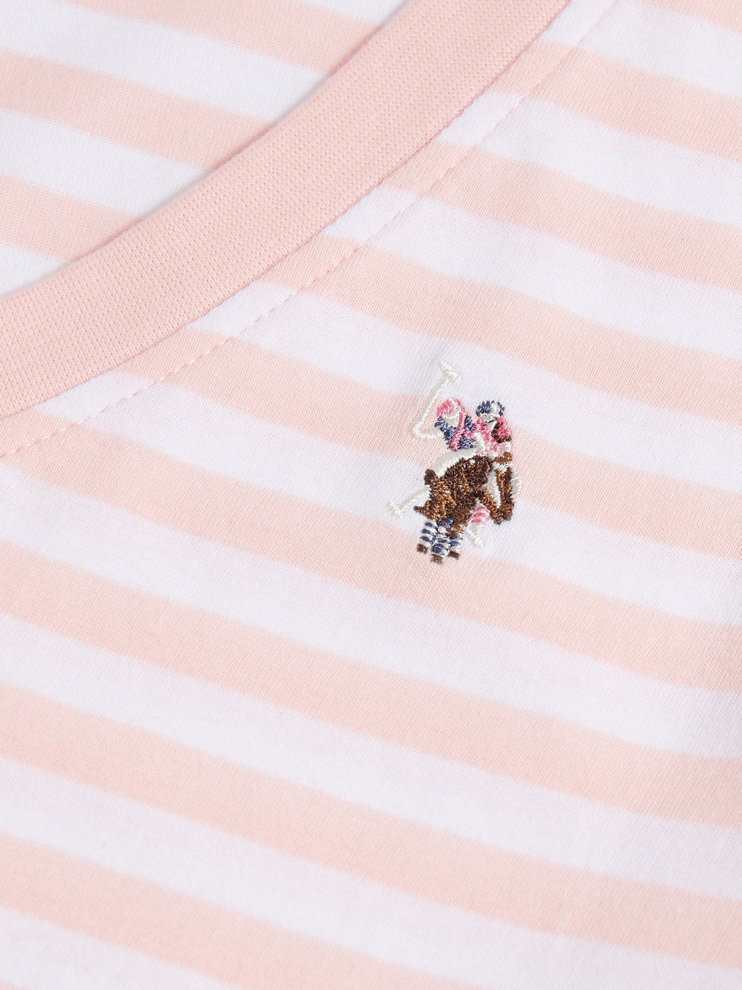Womens Stripe V-Neck Neck T-Shirt Crystal Rose