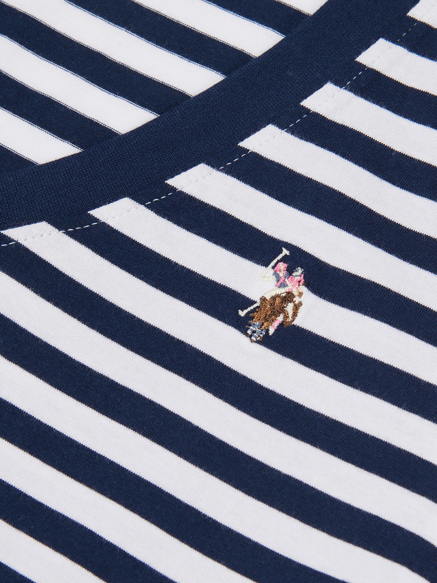 Womens Stripe V-Neck Neck T-Shirt in Navy Iris