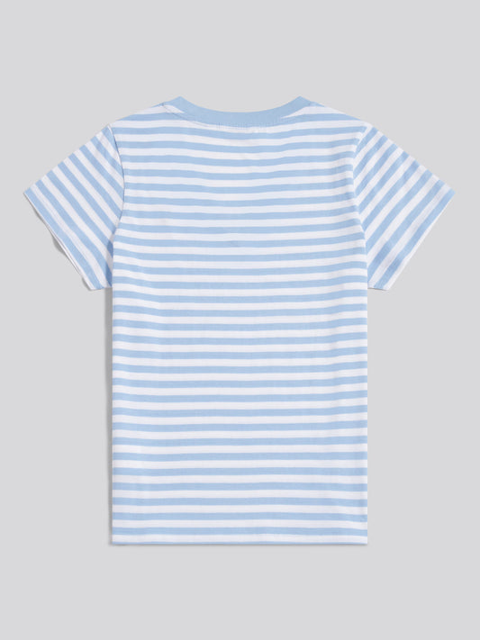 Womens Stripe V-Neck Neck T-Shirt in Open Air
