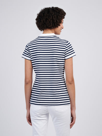 Womens Stripe Polo Shirt in Navy Iris