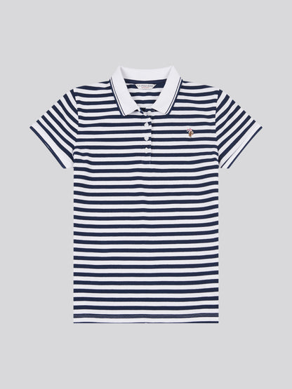 Womens Stripe Polo Shirt in Navy Iris