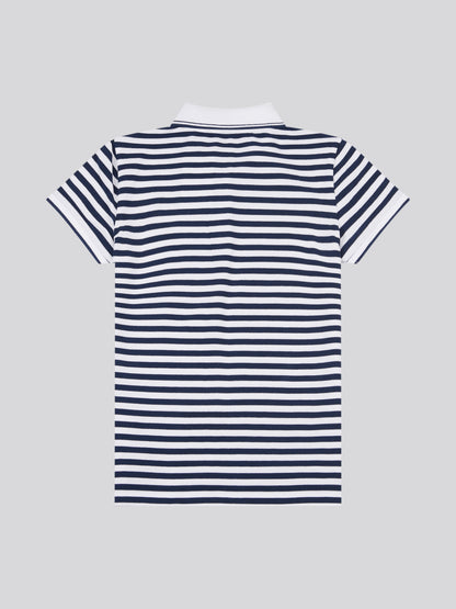 Womens Stripe Polo Shirt in Navy Iris