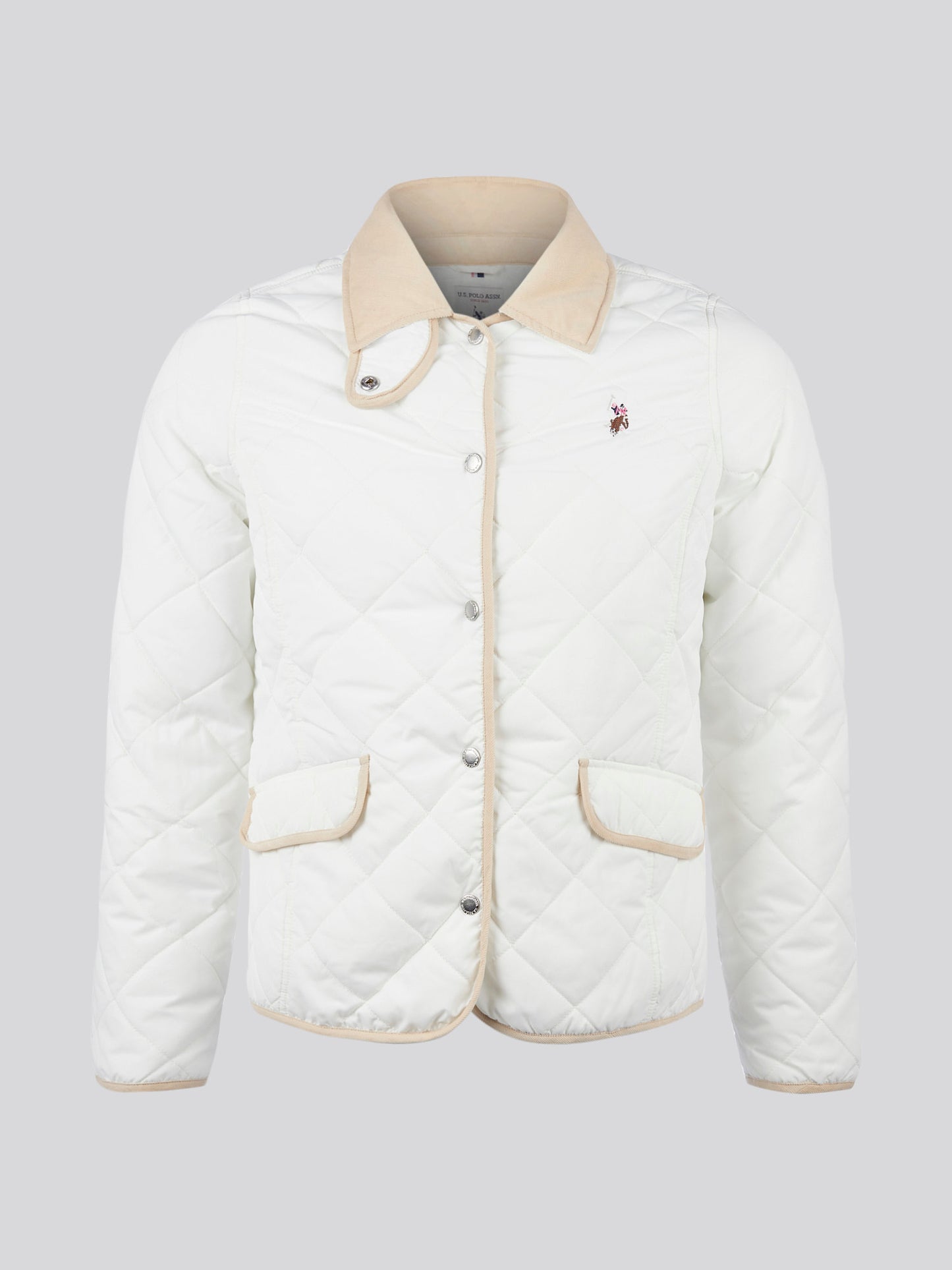 Womens Quilted Collared Jacket in Marshmallow