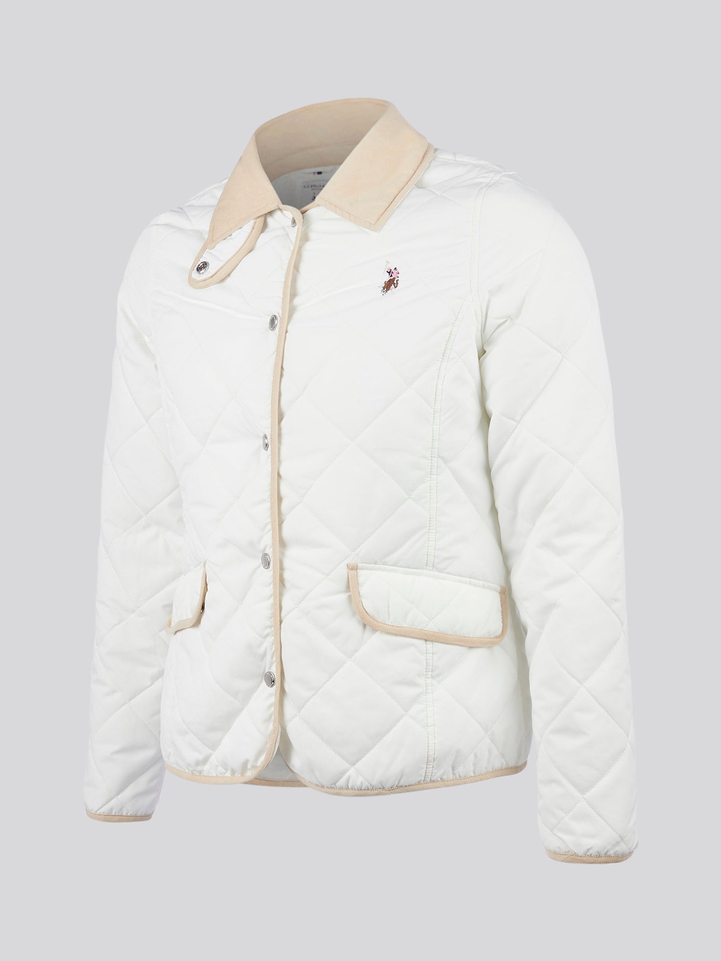 Womens Quilted Collared Jacket in Marshmallow