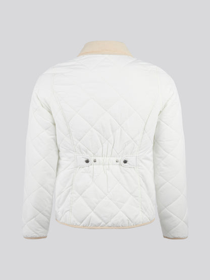 Womens Quilted Collared Jacket in Marshmallow