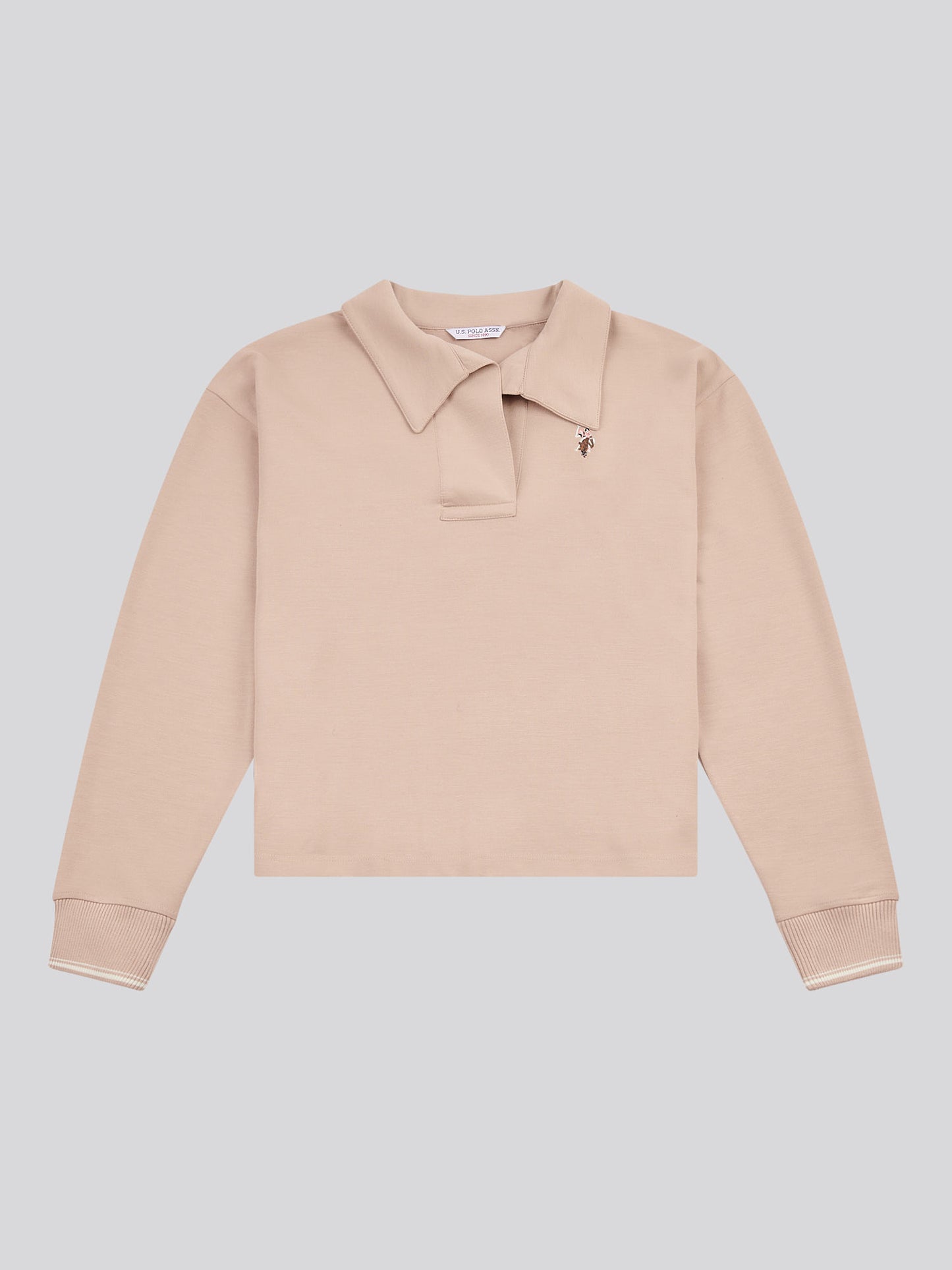 Womens Collared Stripe Sweatshirt in Smoke Gray