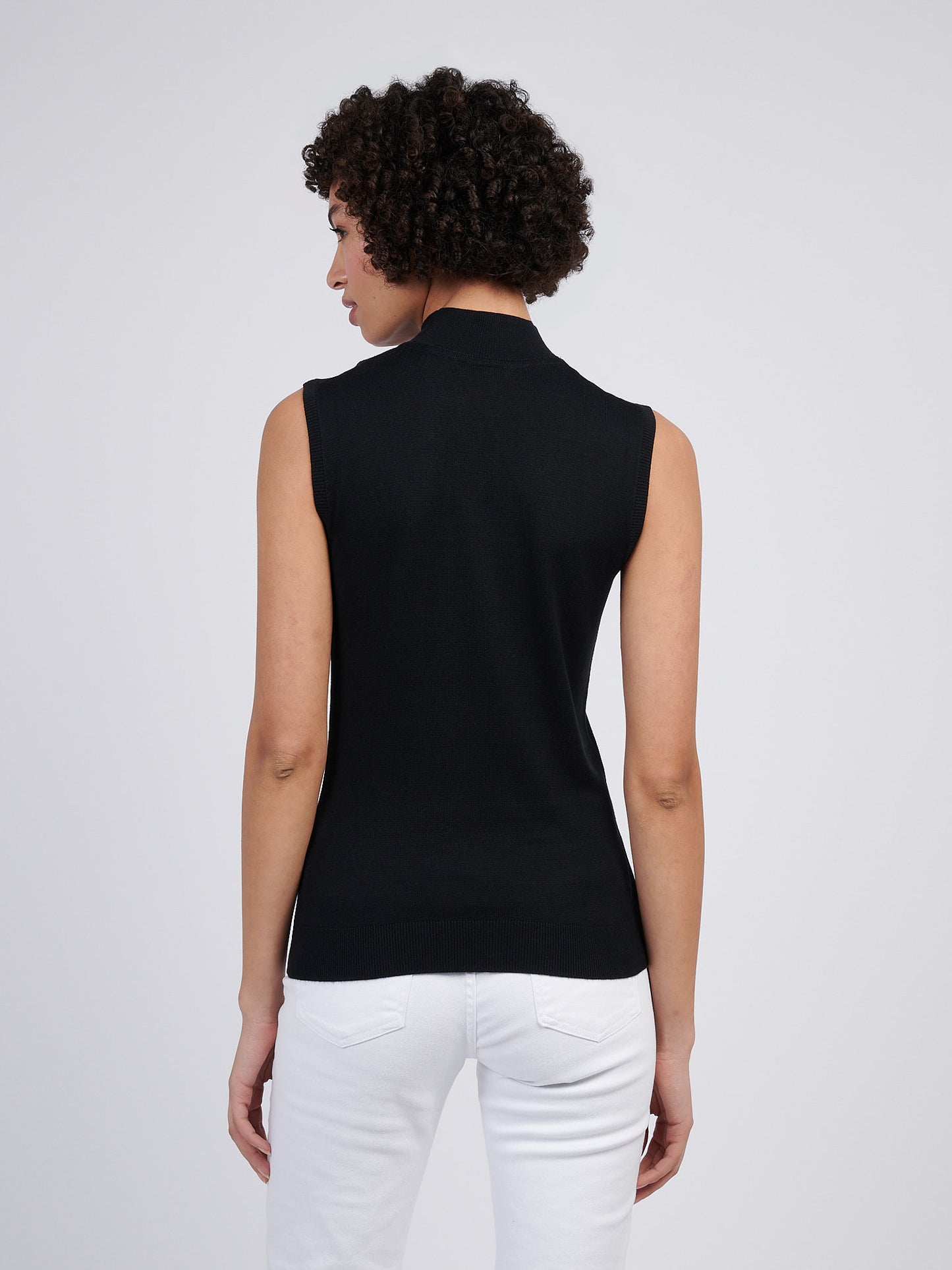 Womens Mock Neck Sleeveless Knit in Black