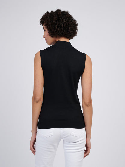 Womens Mock Neck Sleeveless Knit in Black