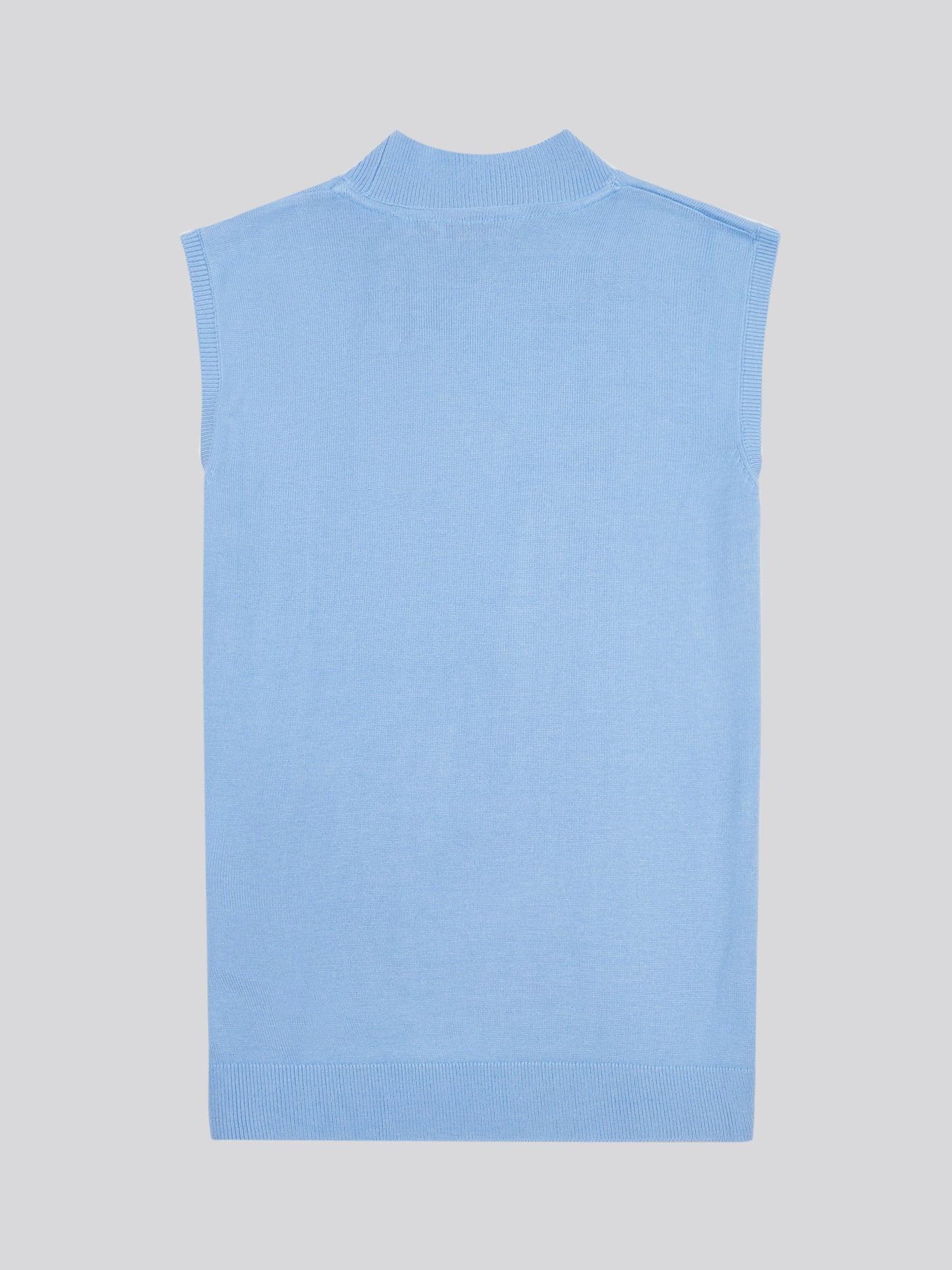 Womens Mock Neck Sleeveless Knit in Vista Blue