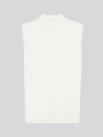 Womens Mock Neck Sleeveless Knit in Marshmallow