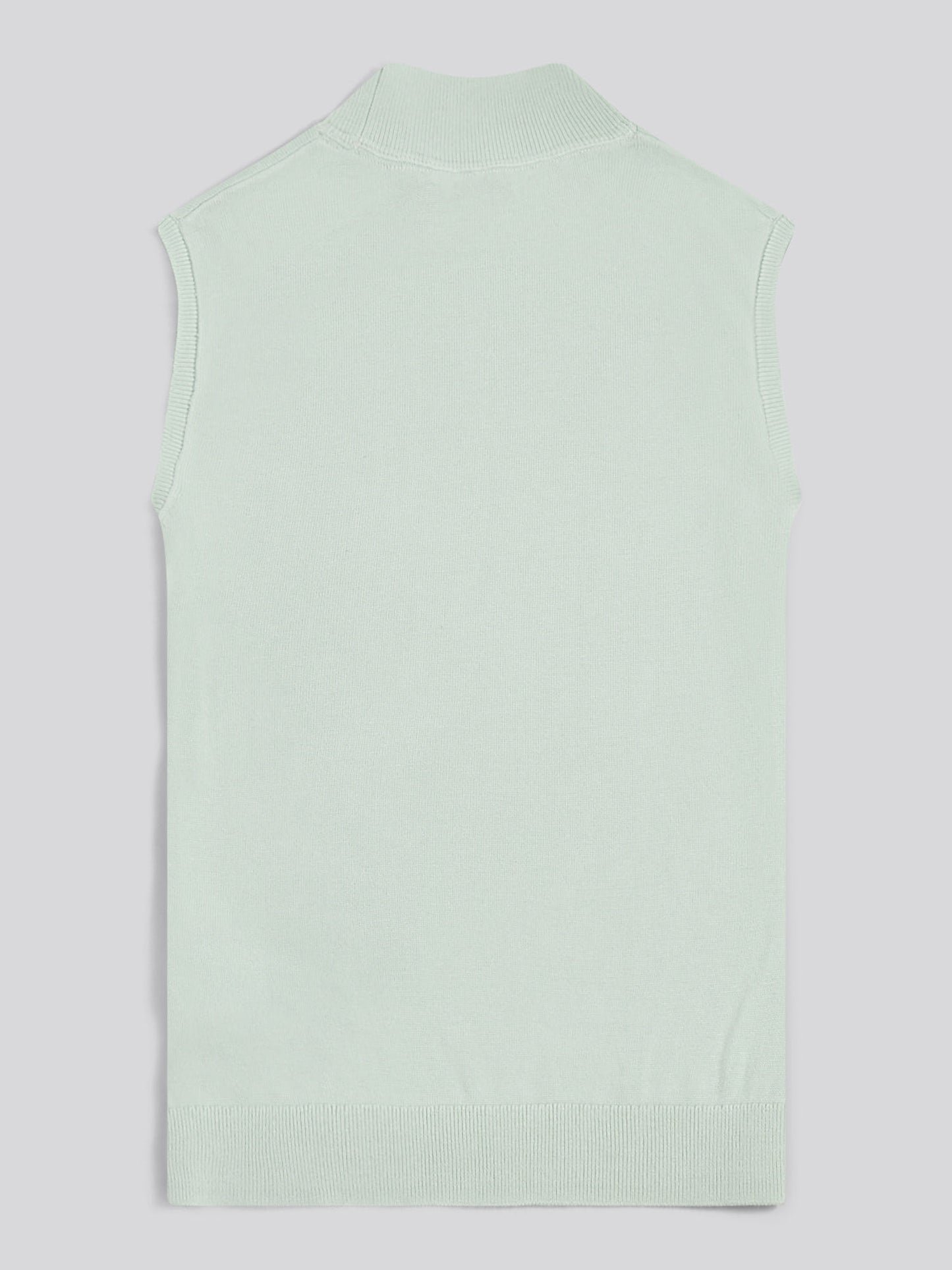 Womens Mock Neck Sleeveless Knit Misty Jade