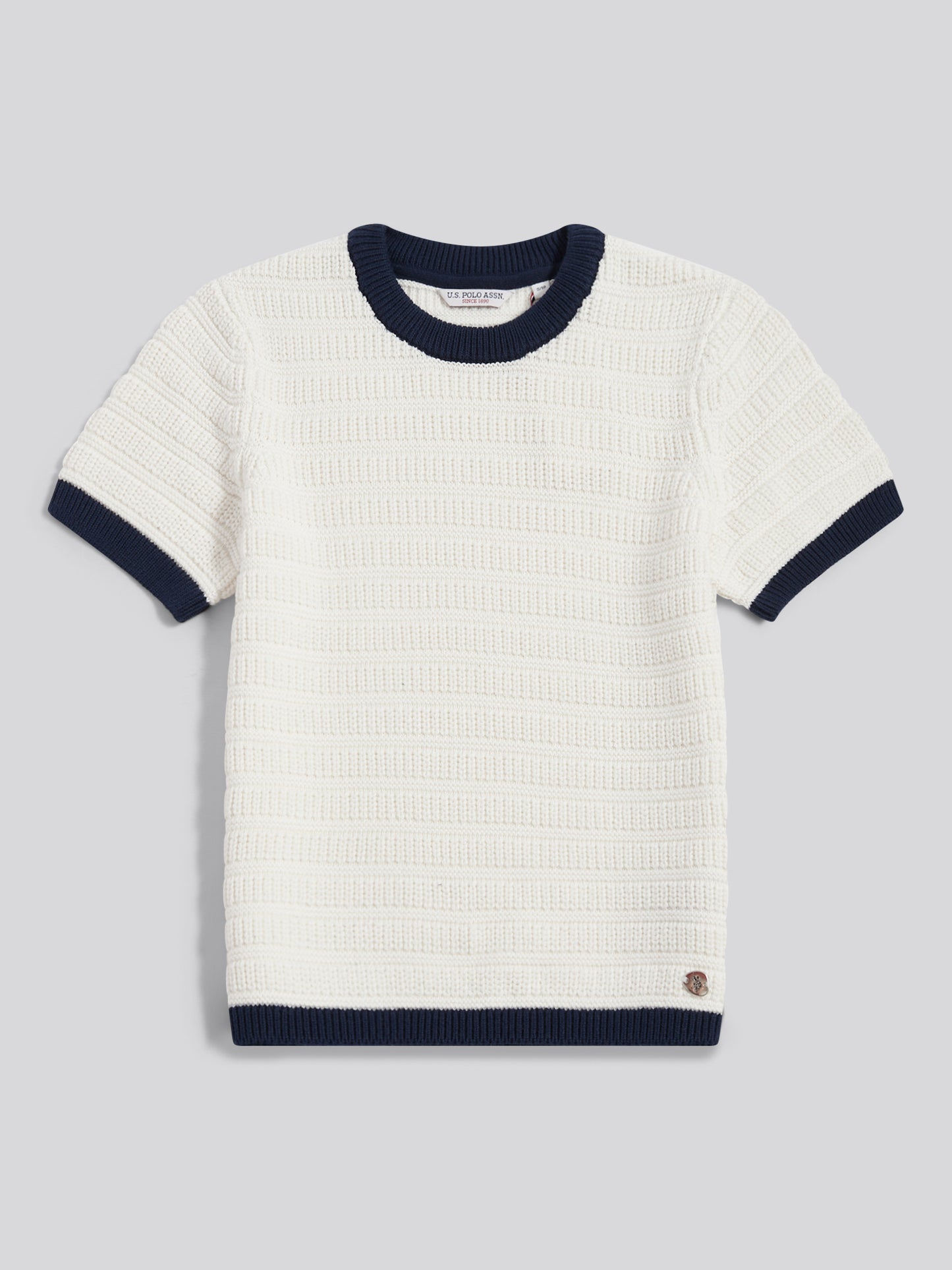 Womens Textured Knit T-Shirt Marshmallow