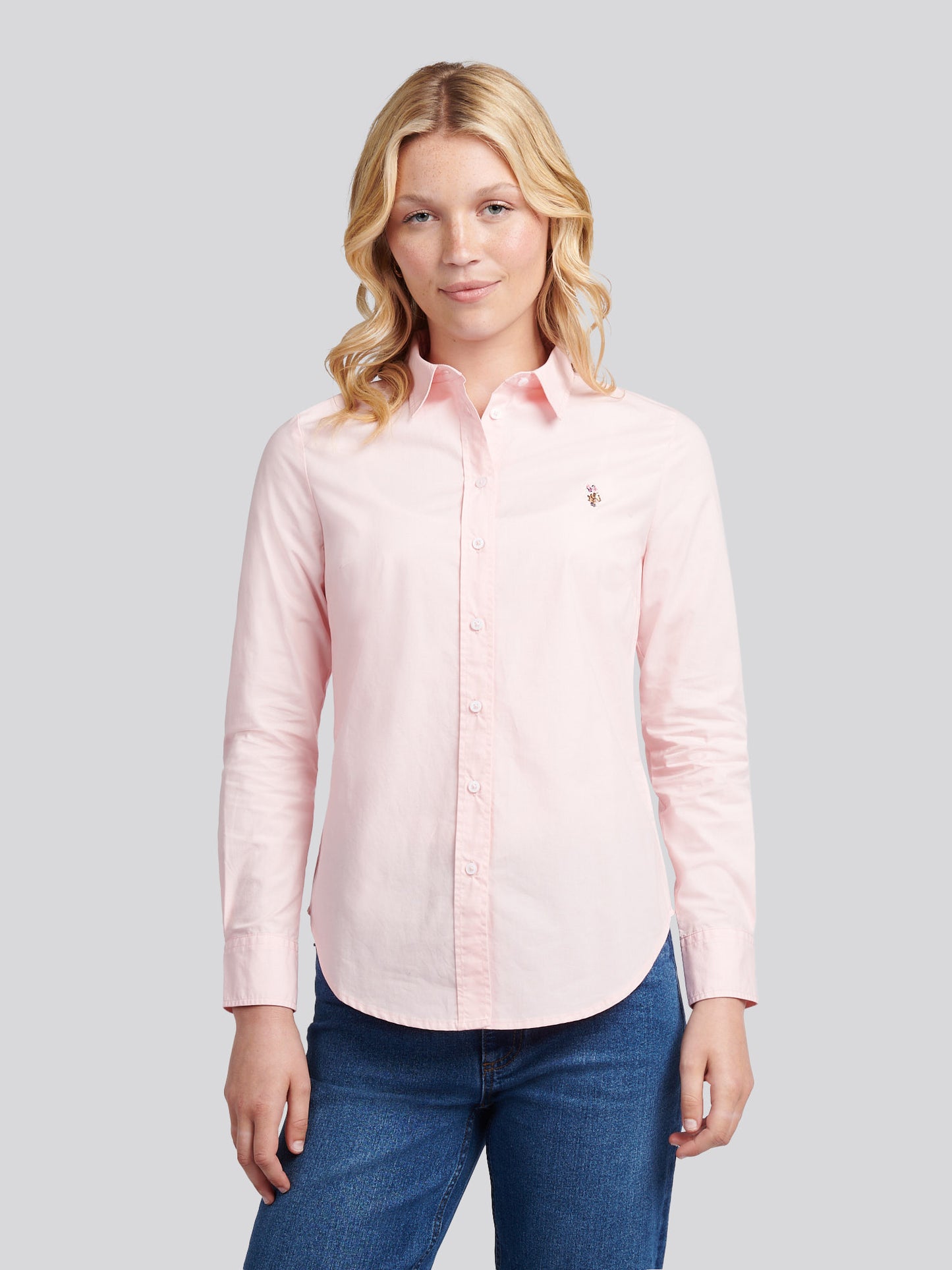 Womens Stretch Classic Fit Oxford Shirt in Crystal Rose