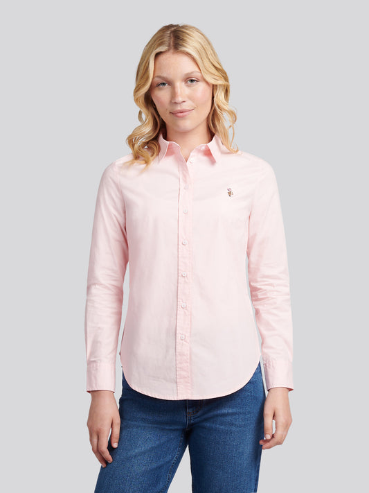 Womens Stretch Classic Fit Oxford Shirt in Crystal Rose