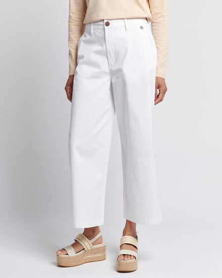 Womens Ankle Wide Leg Chino Trouser in Bright White
