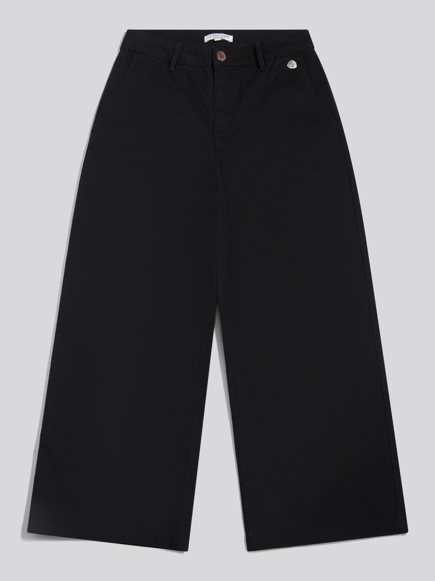 Womens Ankle Wide Leg Chino Trouser in Black
