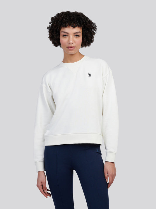 Womens Double Horsemen Crew Sweatshirt in Marshmallow