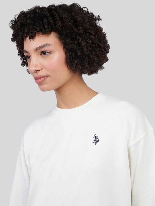 Womens Double Horsemen Crew Sweatshirt in Marshmallow