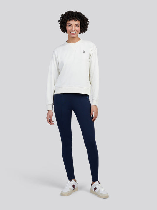 Womens Double Horsemen Crew Sweatshirt in Marshmallow