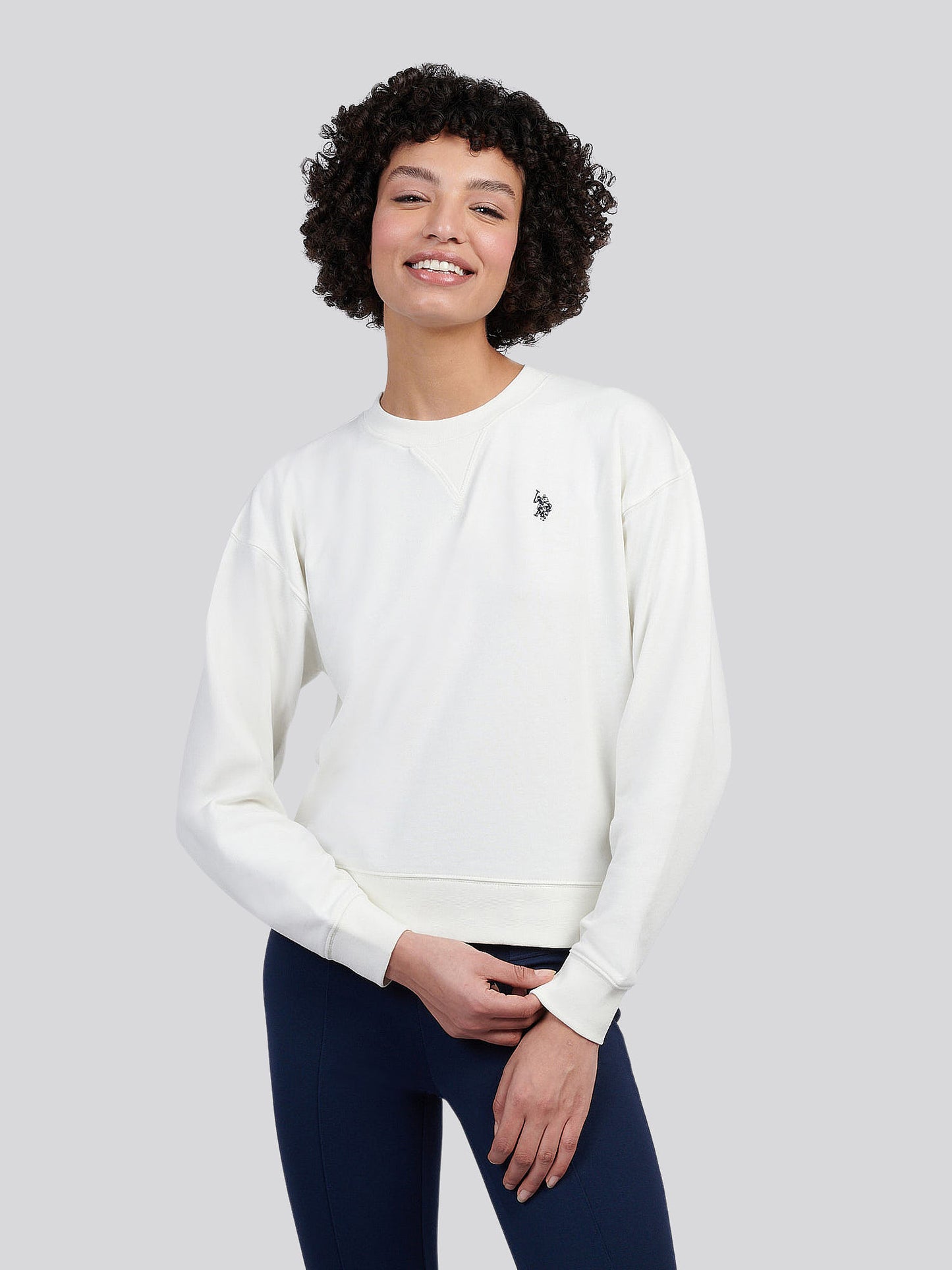 Womens Double Horsemen Crew Sweatshirt in Marshmallow