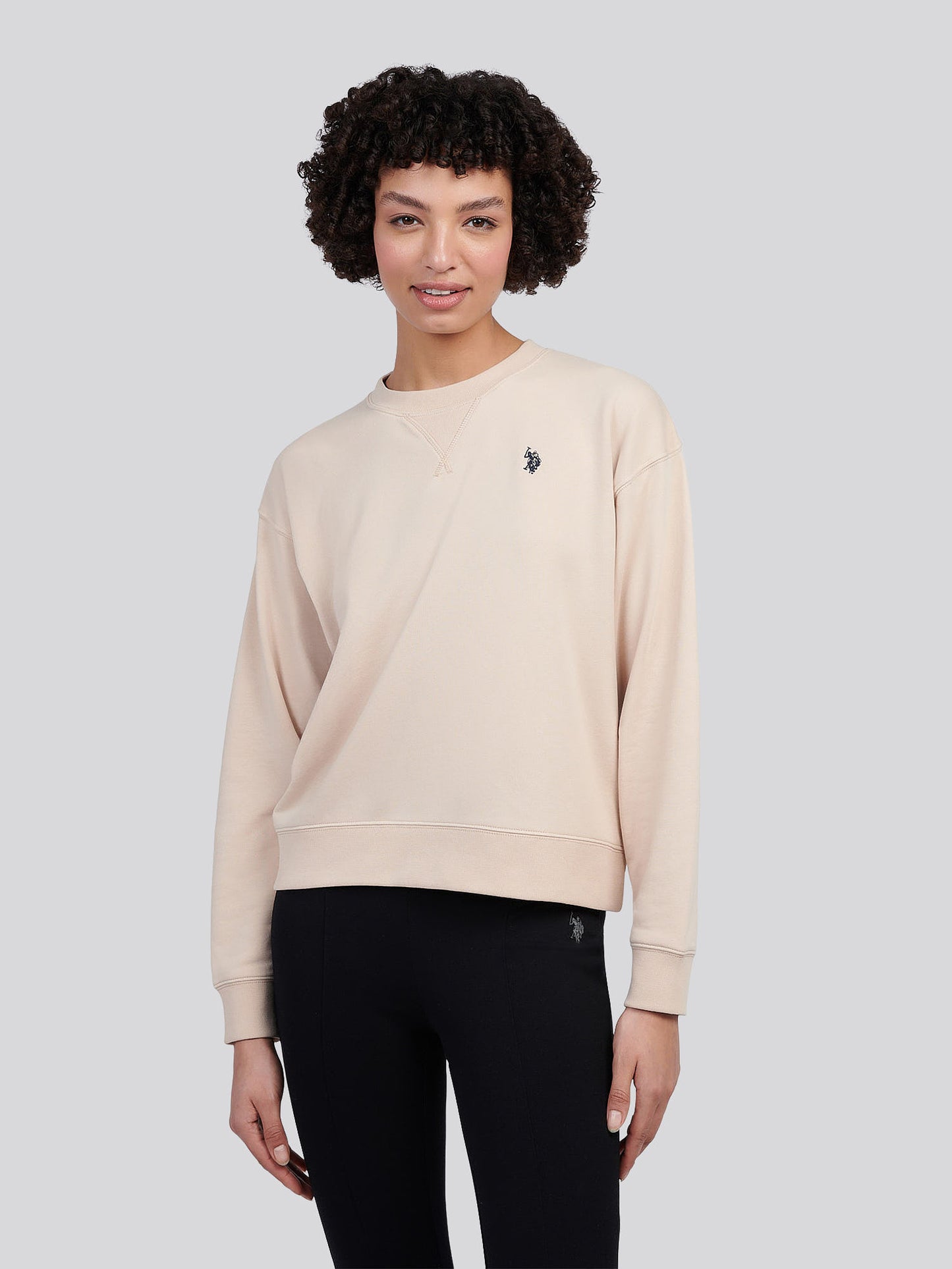 Womens Double Horsemen Crew Sweatshirt in Smoke Gray