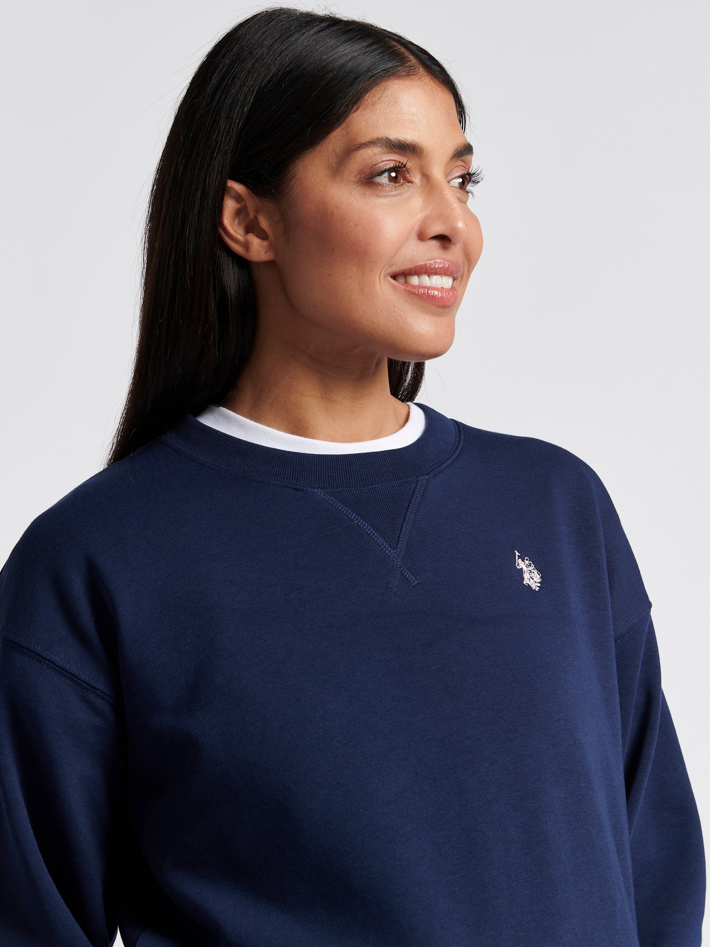 Womens Double Horsemen Crew Sweatshirt in Navy Iris