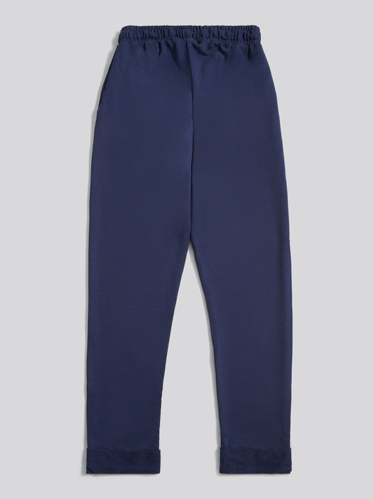 Womens Double Horsemen Roll Cuff Jogger in Navy Iris