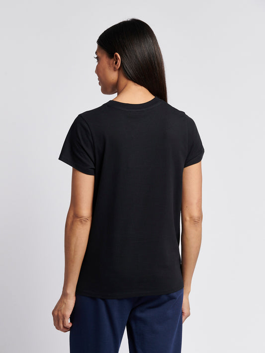 Womens Crew Neck Pocket T-Shirt in Black