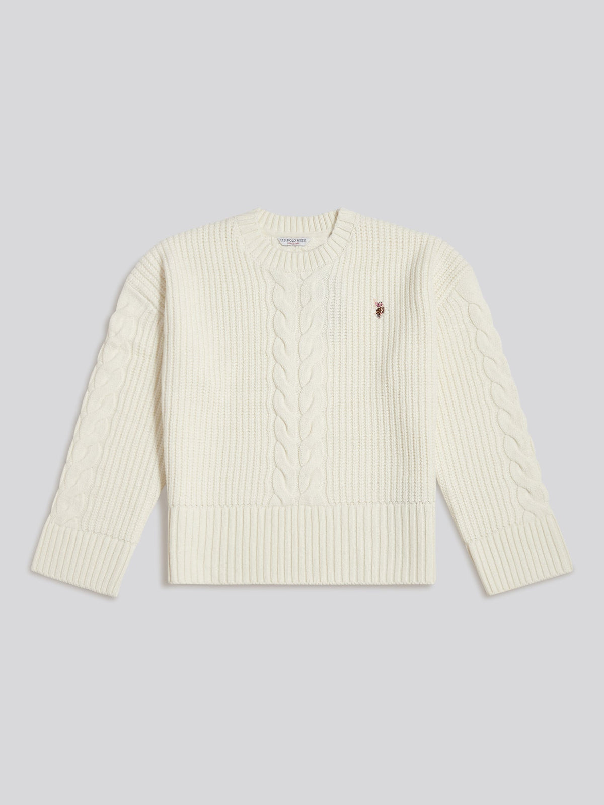 Womens Chunky Central Cable Jumper Marshmallow