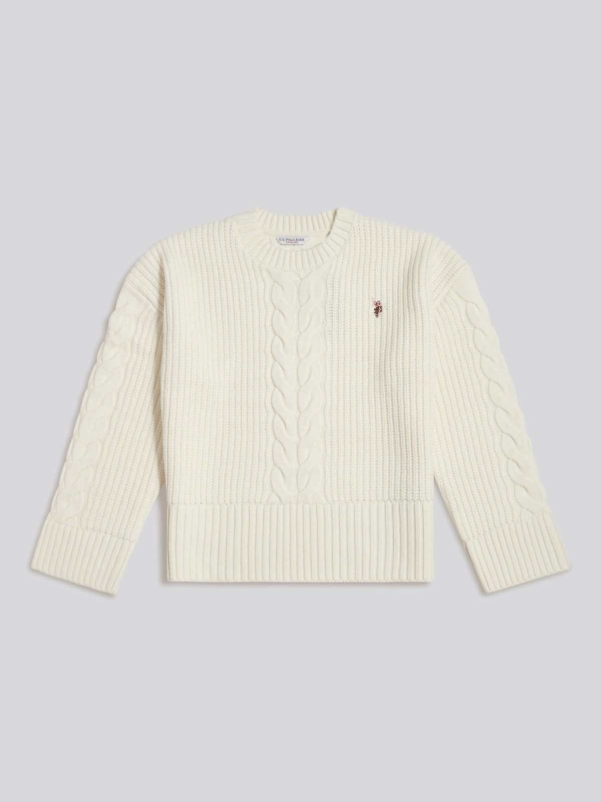 Womens Chunky Central Cable Jumper Marshmallow