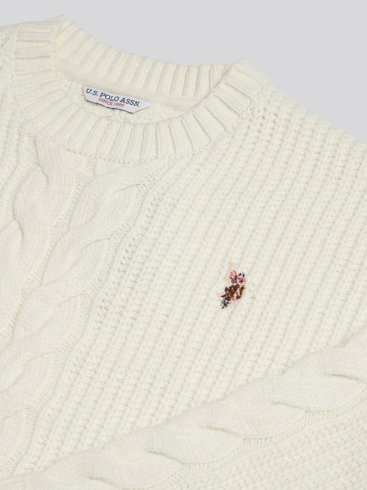 Womens Chunky Central Cable Jumper Marshmallow