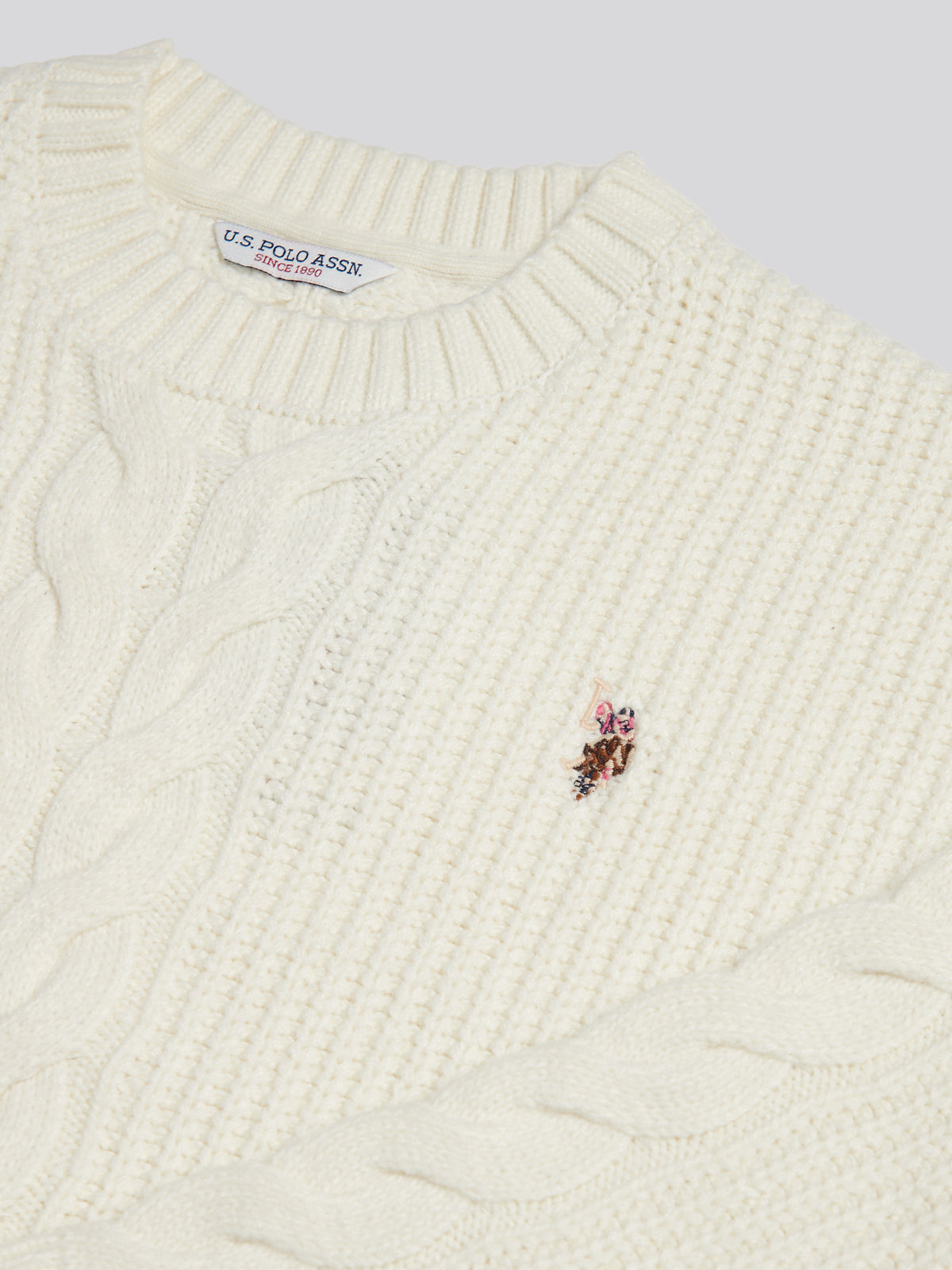 Womens Chunky Central Cable Jumper Marshmallow