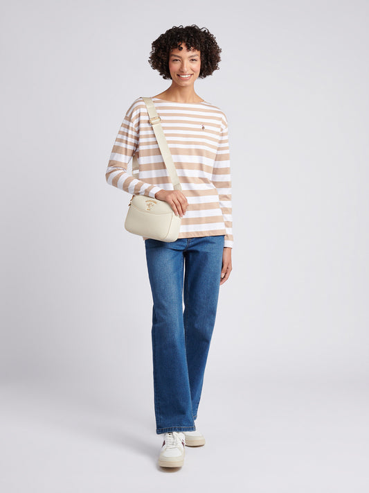 Womens Gradient Stripe Boatneck T-Shirt in Natural