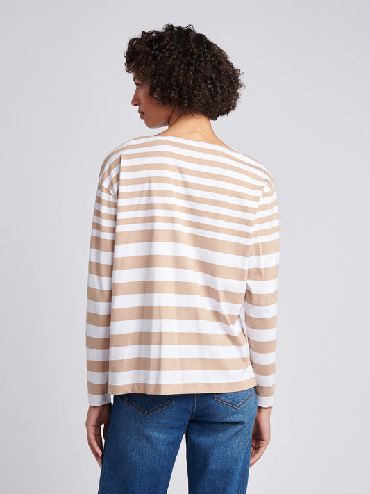 Womens Gradient Stripe Boatneck T-Shirt in Natural