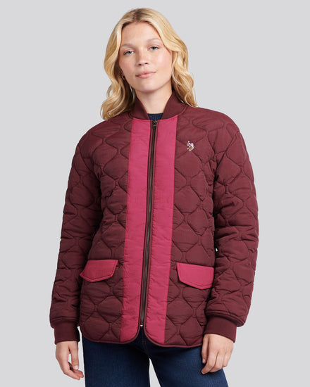 Womens Contrast Bomber Jacket in Fig