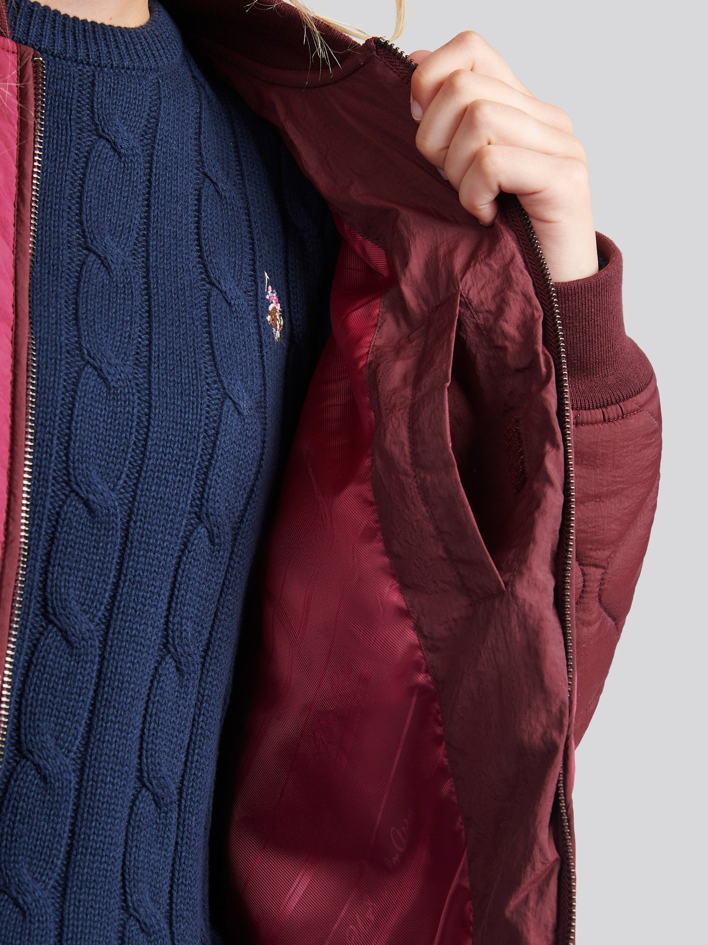 Womens Contrast Bomber Jacket in Fig