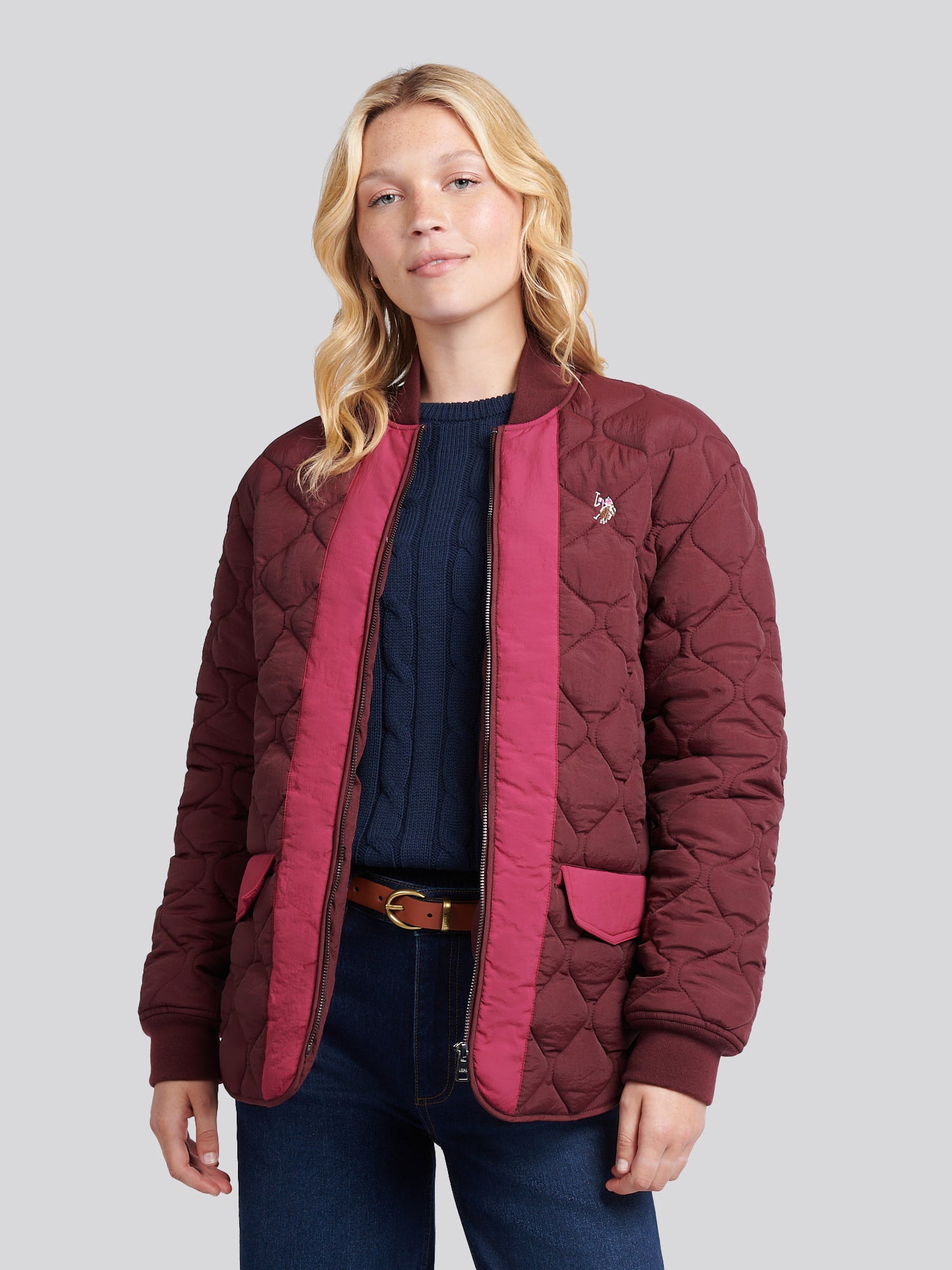 Womens Contrast Bomber Jacket in Fig