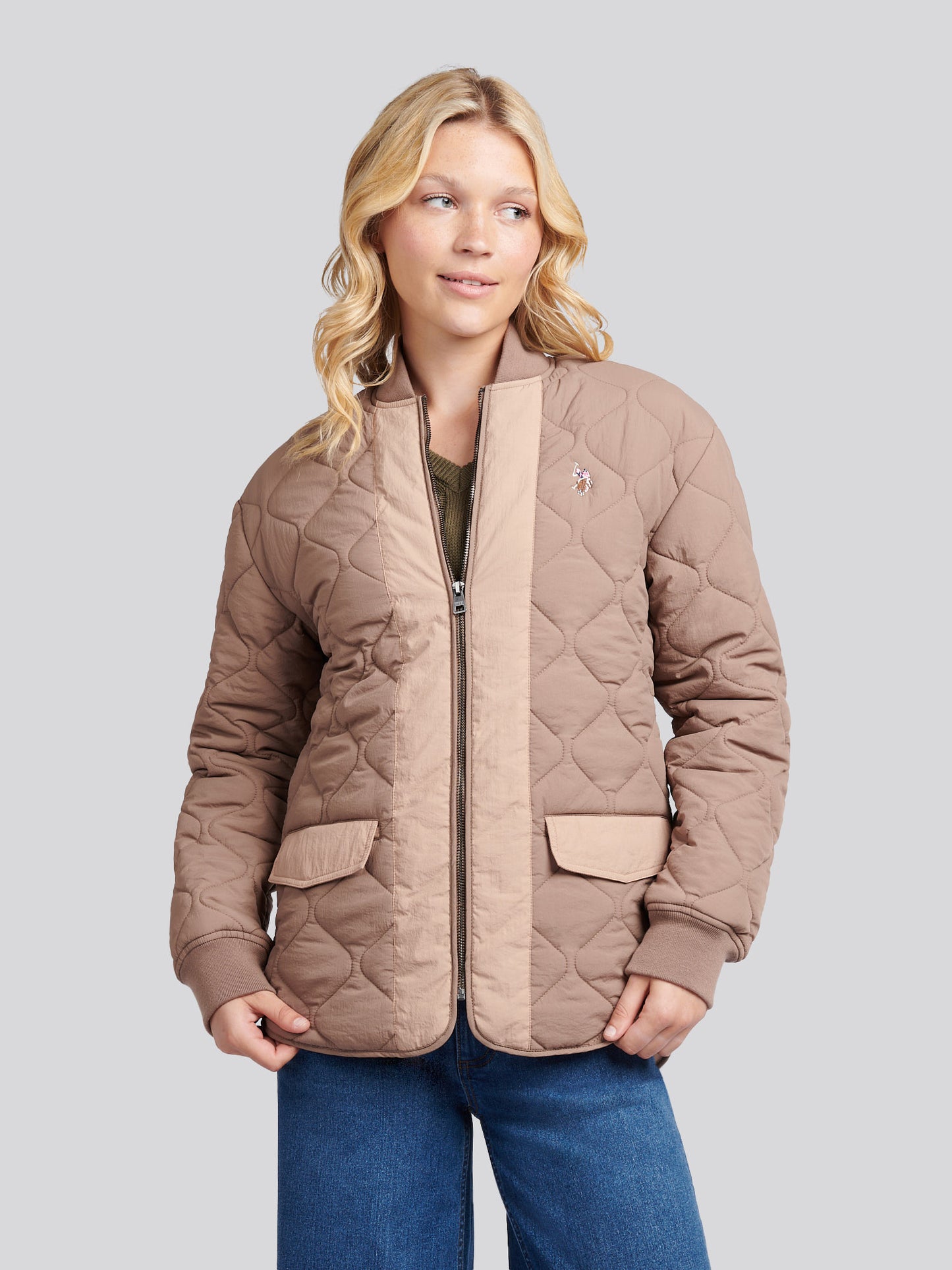 Womens Contrast Bomber Jacket in Leafless Tree