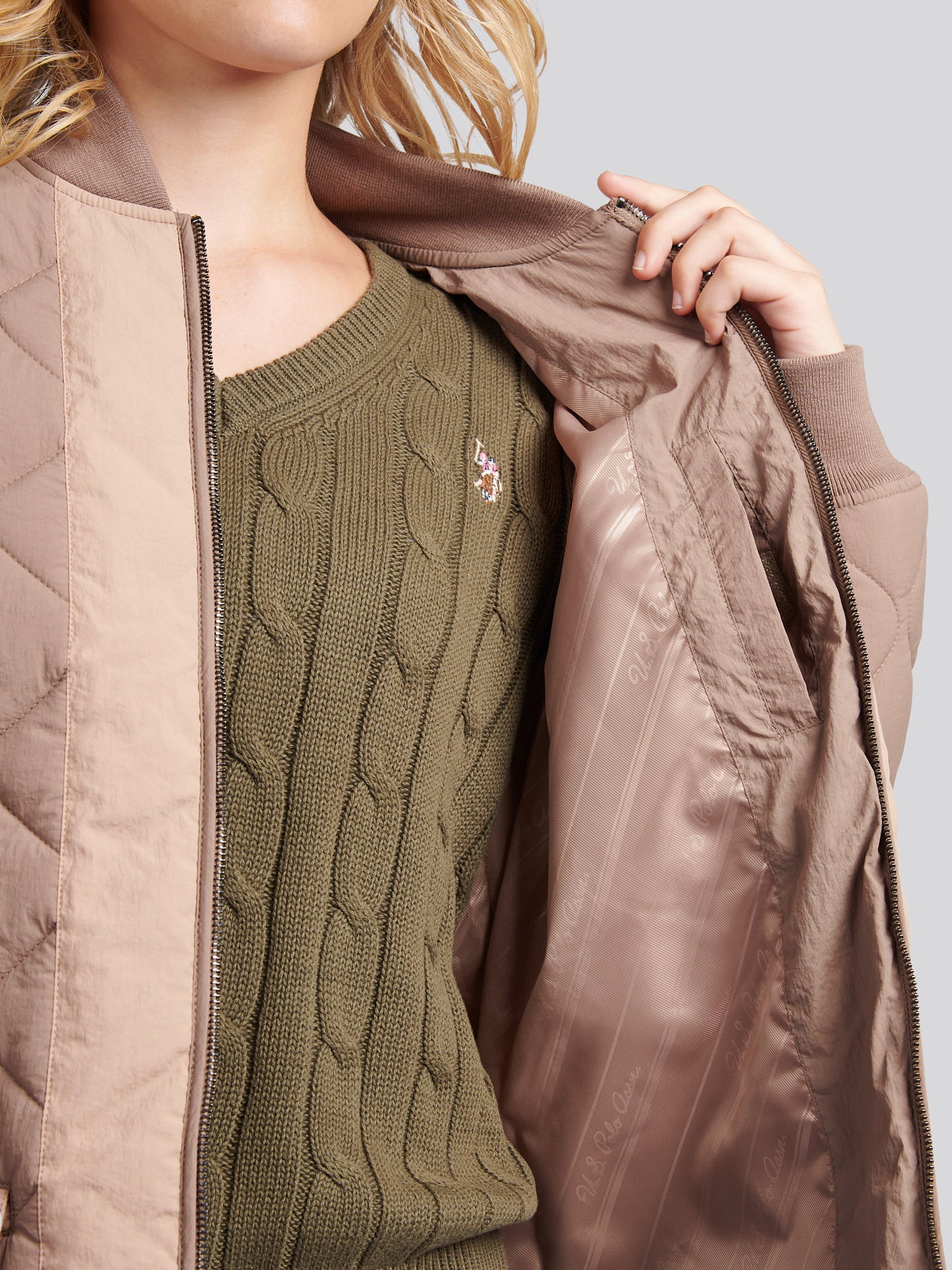 Womens Contrast Bomber Jacket in Leafless Tree