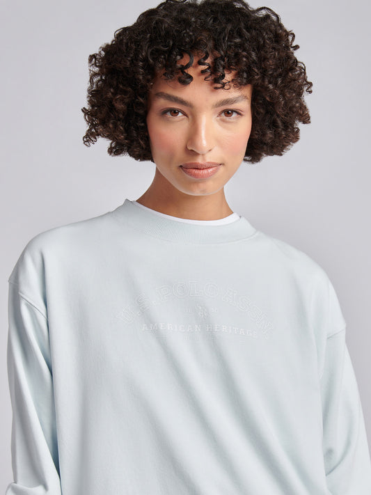 Womens Arc Graphic Crew Sweat in Ballad Blue