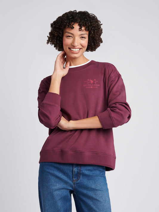 Womens Double Horsemen Mallet Graphic Crew Sweat in Fig