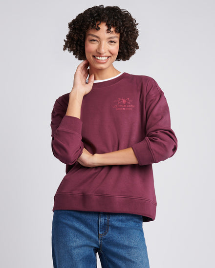 Womens Double Horsemen Mallet Graphic Crew Sweat in Fig