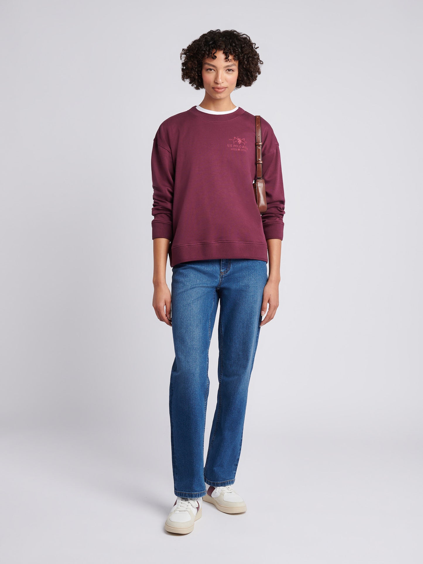 Womens Double Horsemen Mallet Graphic Crew Sweat in Fig